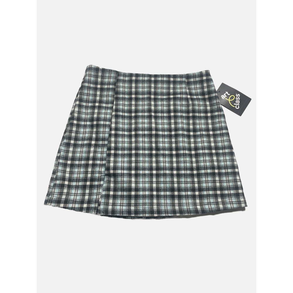 Art Class Plaid Skirt Girls‎ 6/6X Blue Black White Mini A-Line Preppy School